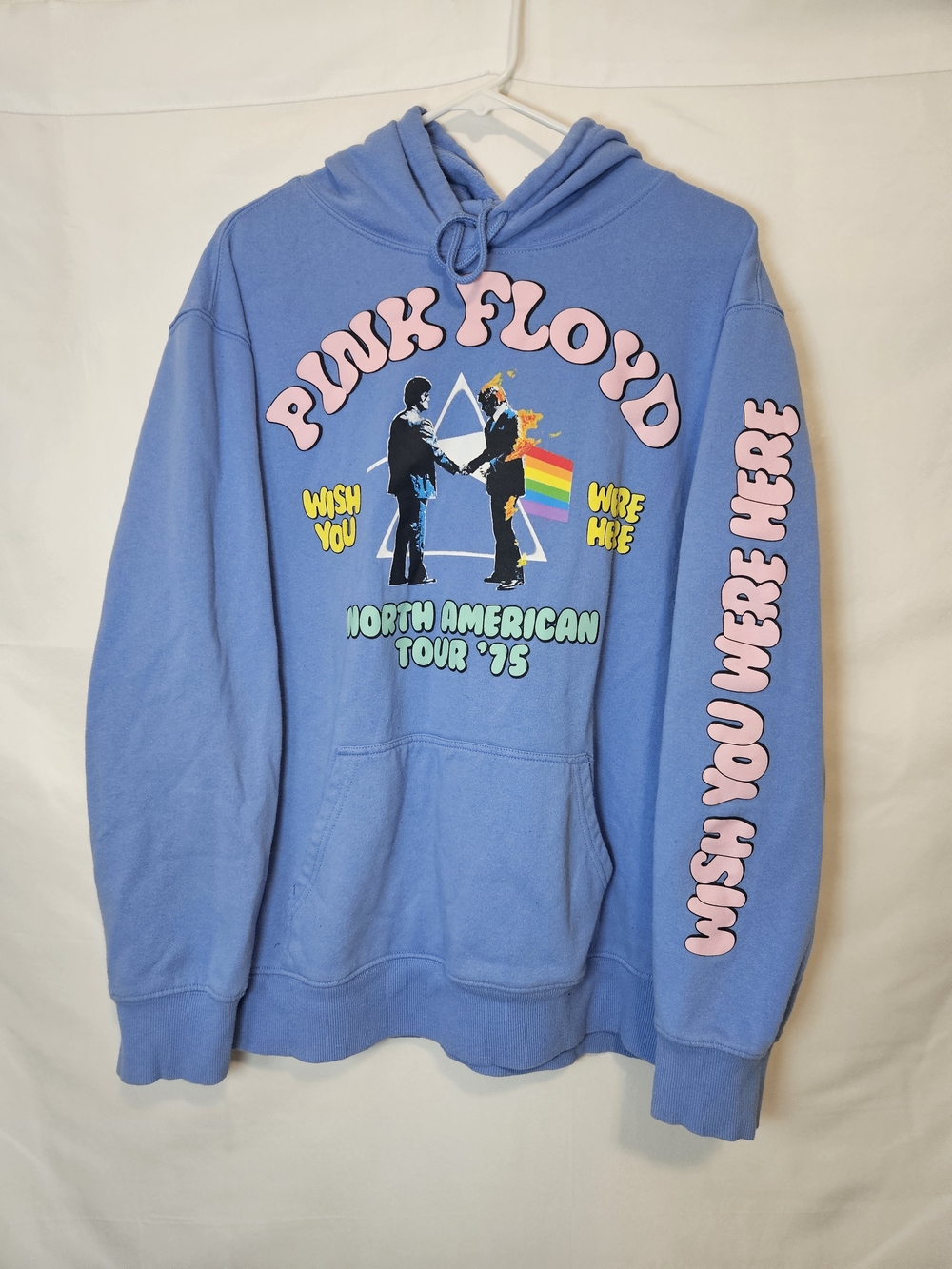 Pink Floyd Blue Pullover Hoodie with Pink & Multicolor Print